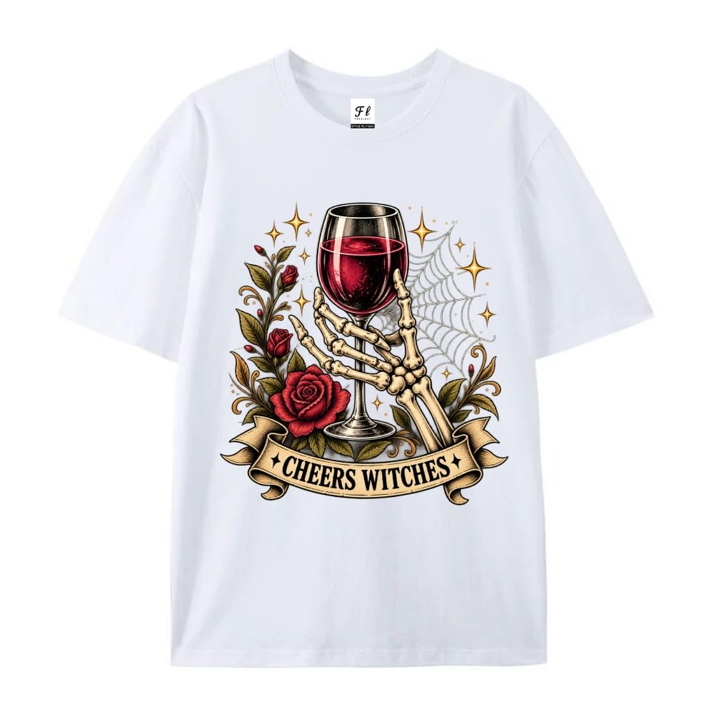 Halloween Shirts for Women Autumn Skull Graphic Cotton Tee