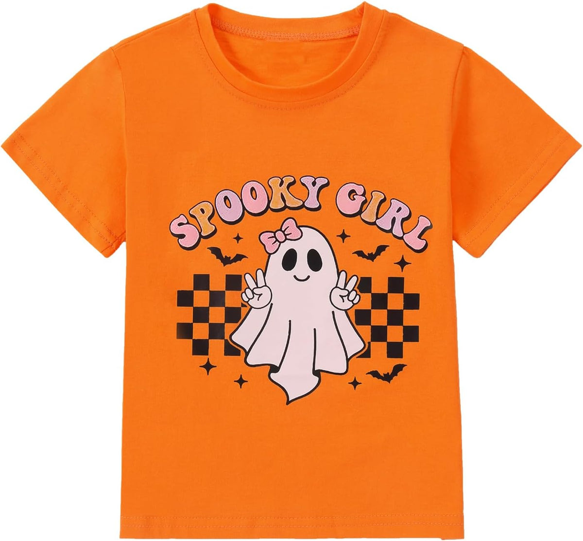 Toddler Baby Girl Halloween Shirt Cute Ghost Pumpkin T-Shirt for Kids Short Sleeve Tee Fall Tops