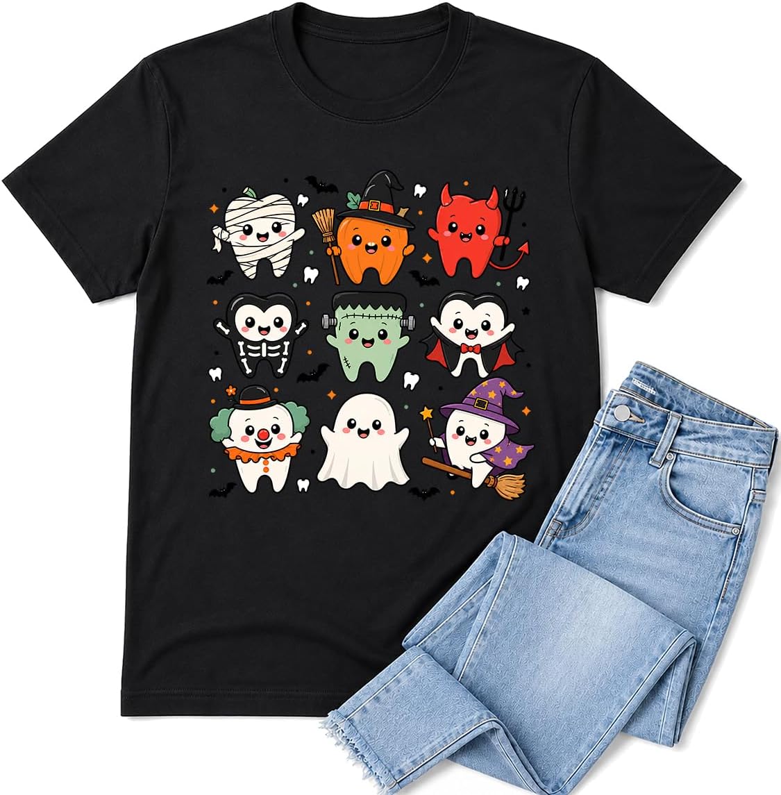 Dental Halloween Shirt Tooth Pumpkin Dental Hygienist Boo Season T-Shirt