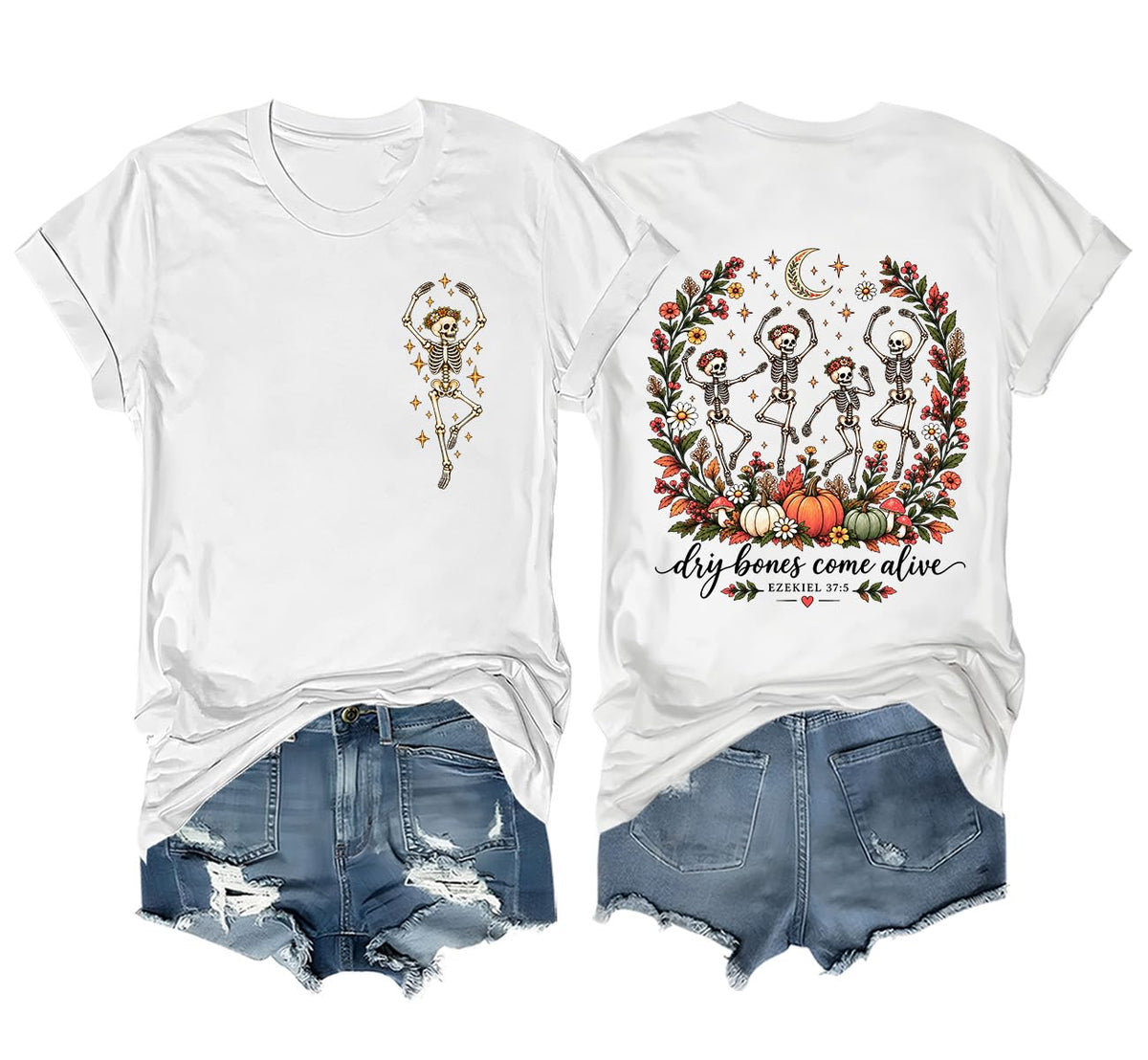 Dry Bones Come Alive Ezekiel 37 Christian Fall Skeleton Halloween T-Shirt