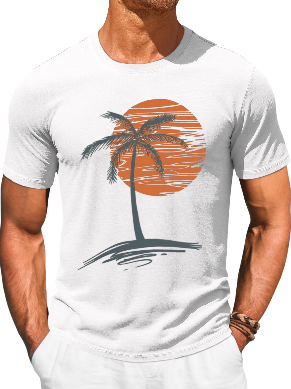 Runcati Mens Short Sleeve T-Shirts Graphic Crew Neck Shirt Printed Tees