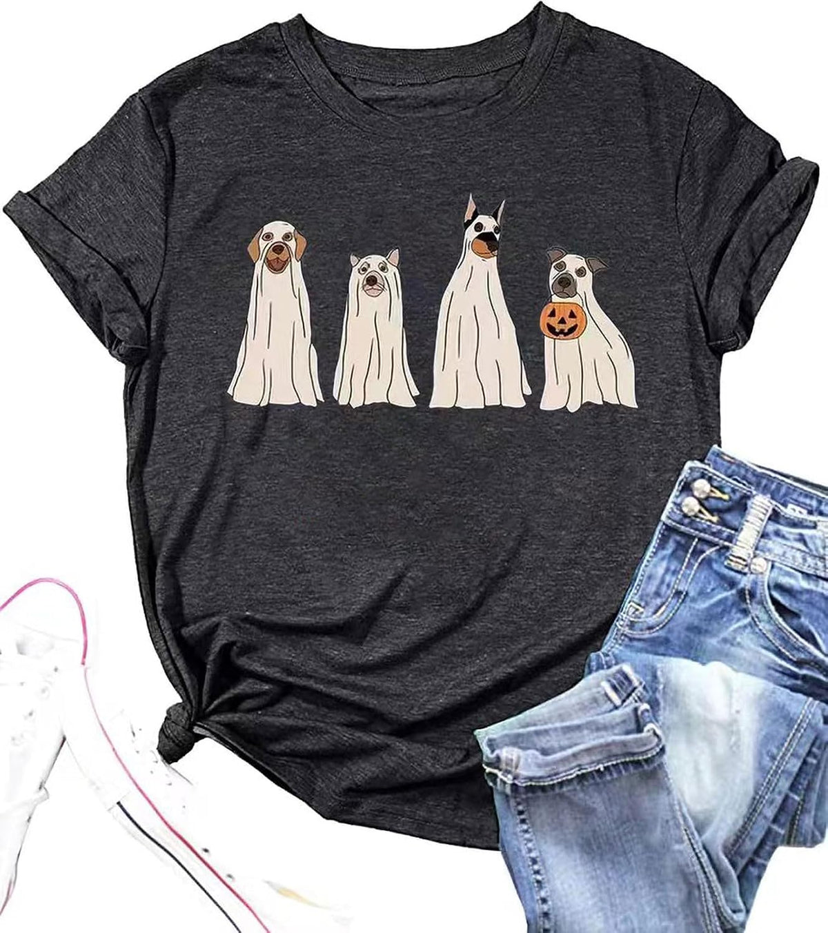 MQSVPUT Fall T-Shirt for Women Halloween Pumpkin Shirts Thanksgiving Family Funny Graphic Tee Casual Cute Autumn Tops