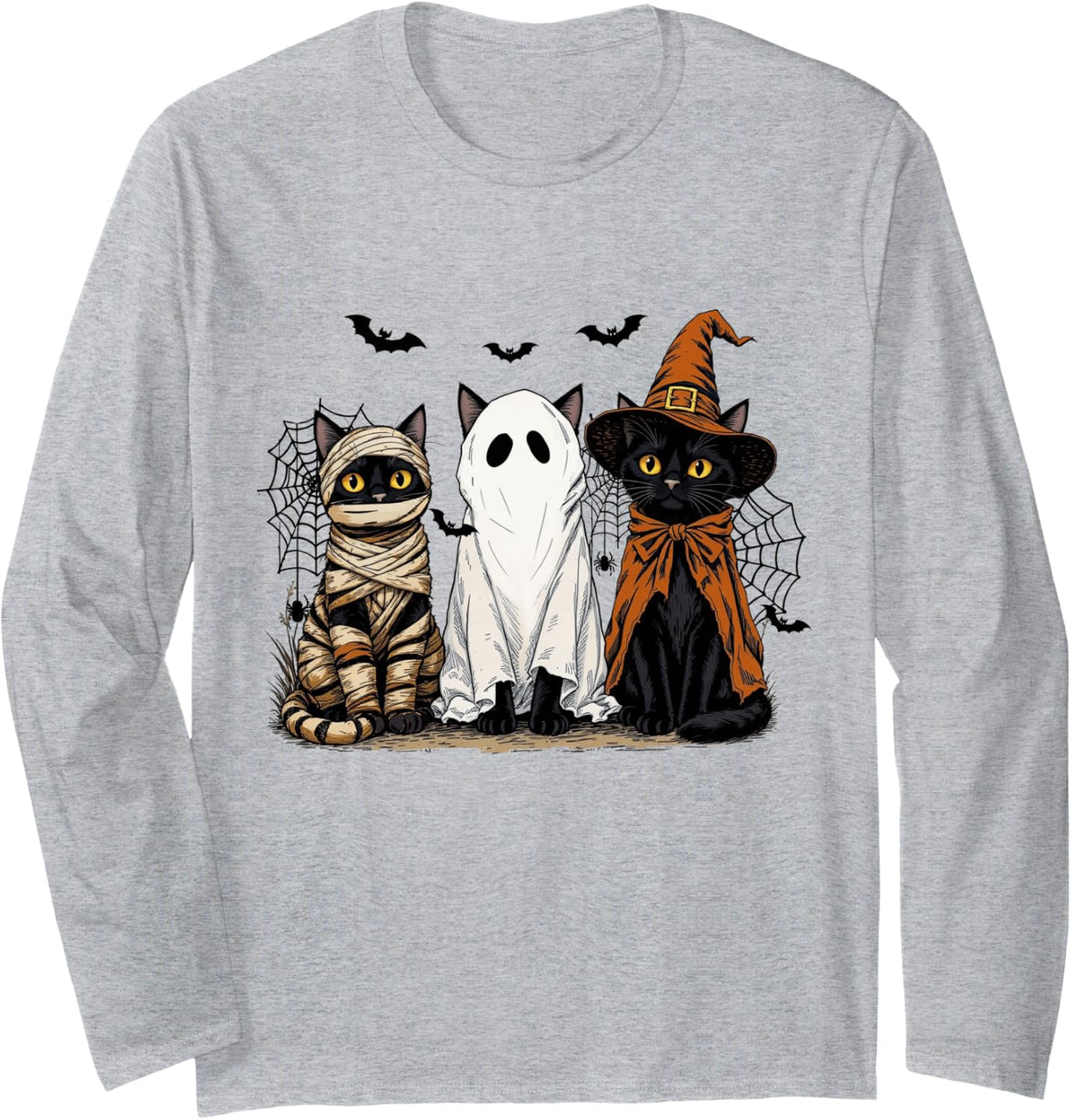 Halloween Black Cats Spooky Season Fall Witchy Cat Lover Long Sleeve T-Shirt