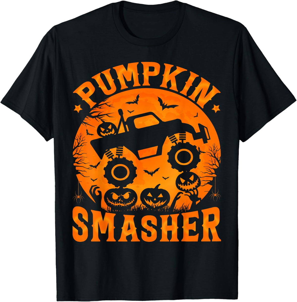 Pumpkin Smasher Halloween Monster truck Boys Halloween Kids T-Shirt