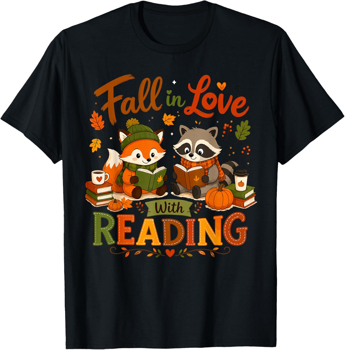Fall in Love with Reading Cute Pumpkins and Teachers T-Shirt