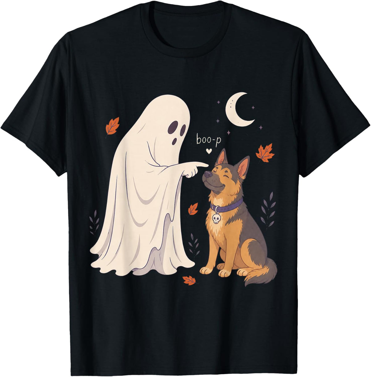 Funny Ghost German Shepherd Dog Boop Halloween Women Men T-Shirt