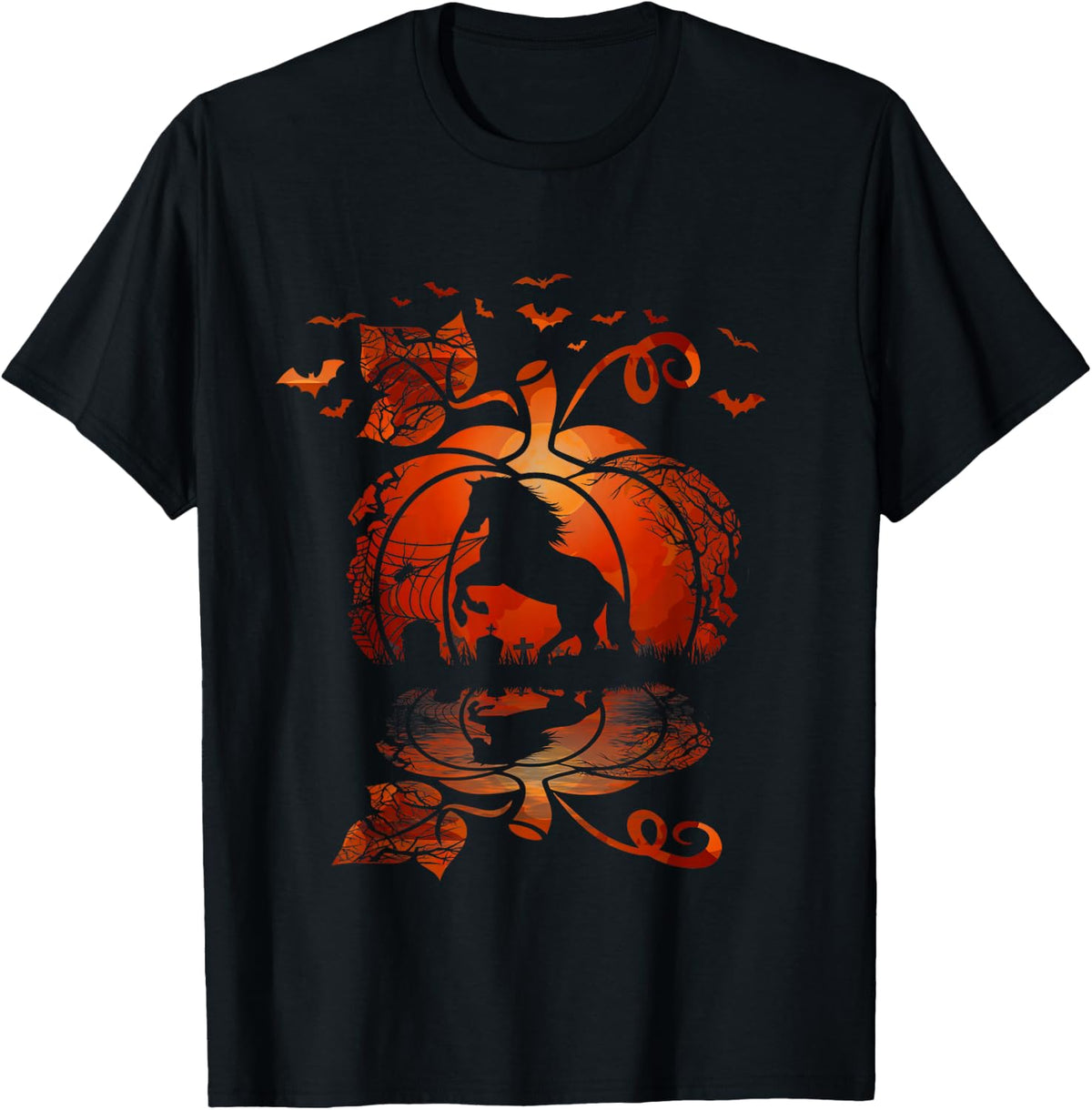 Fall Cute Horse in The Pumpkin Funny Halloween Autumn Happy T-Shirt