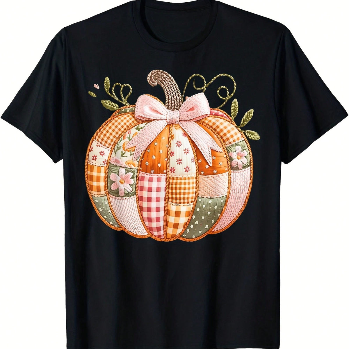 Autumn-Themed T-Shirt, Casual Round Neck, Regular Fit