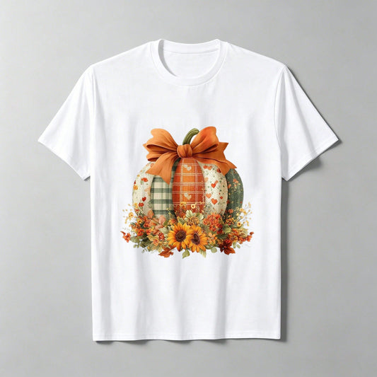 Autumn Pumpkin T-Shirt, Soft Cotton, Stylish And Hem, Suitable As A Gift For Colleagues And For Holiday Parties.