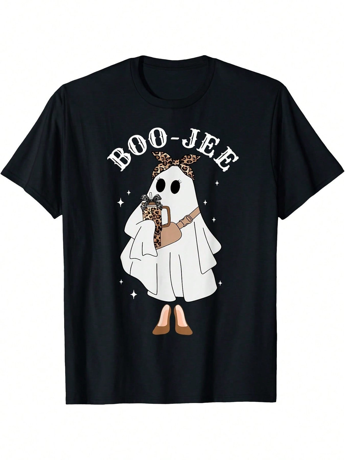 Boojee Trick Or Treat Spooky Season Ghost T-Shirt Summer Comfortable Casual Short Sleeve T-Shirt