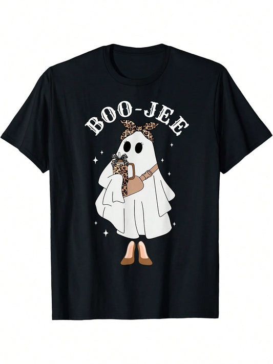 Boojee Trick Or Treat Spooky Season Ghost T-Shirt Summer Comfortable Casual Short Sleeve T-Shirt