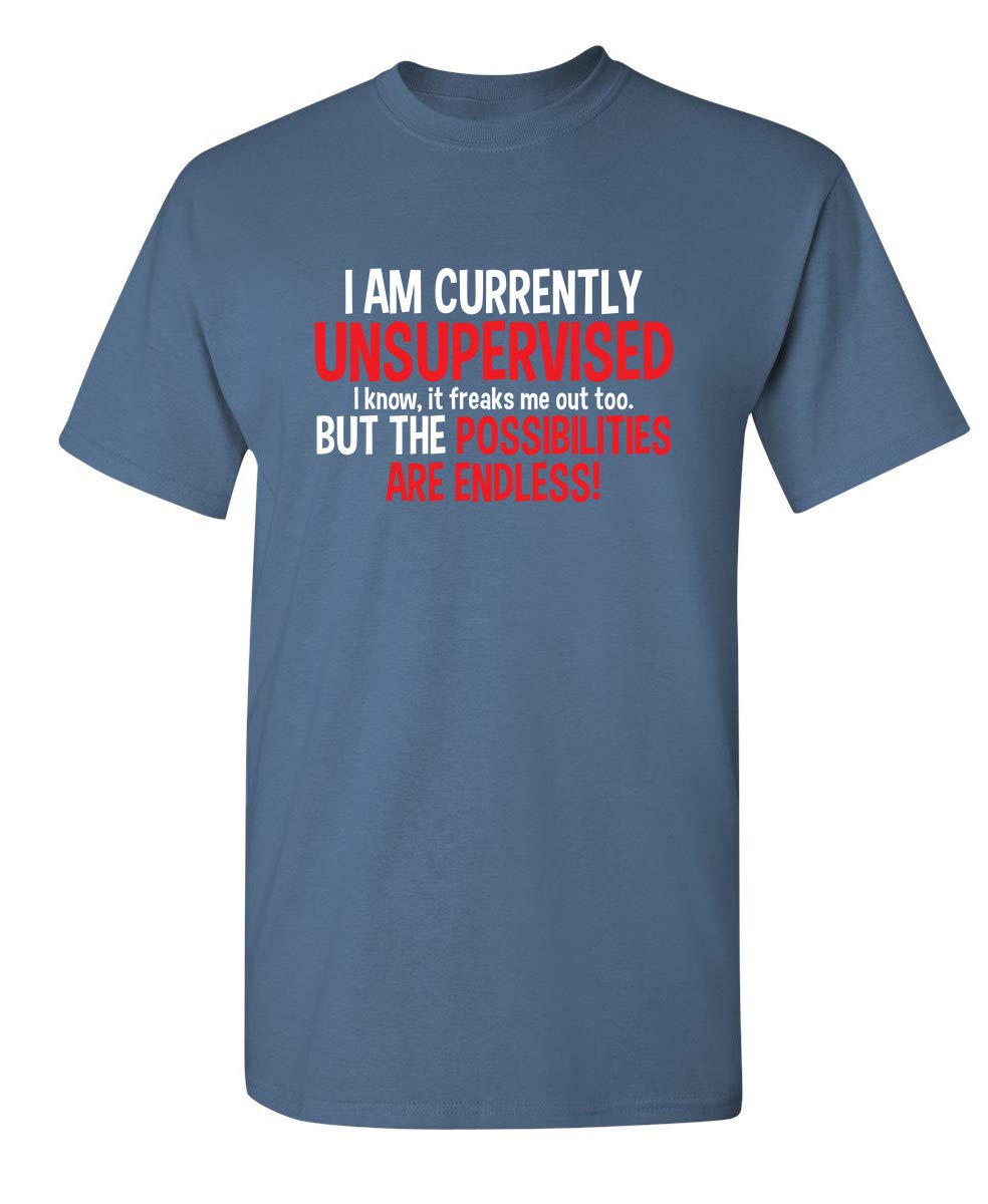 I'm Currently Unsupervised Novelty Graphic Sarcastic Humorous Mens Funny T Shirt