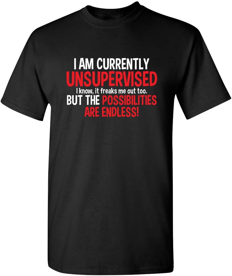 I'm Currently Unsupervised Novelty Graphic Sarcastic Humorous Mens Funny T Shirt
