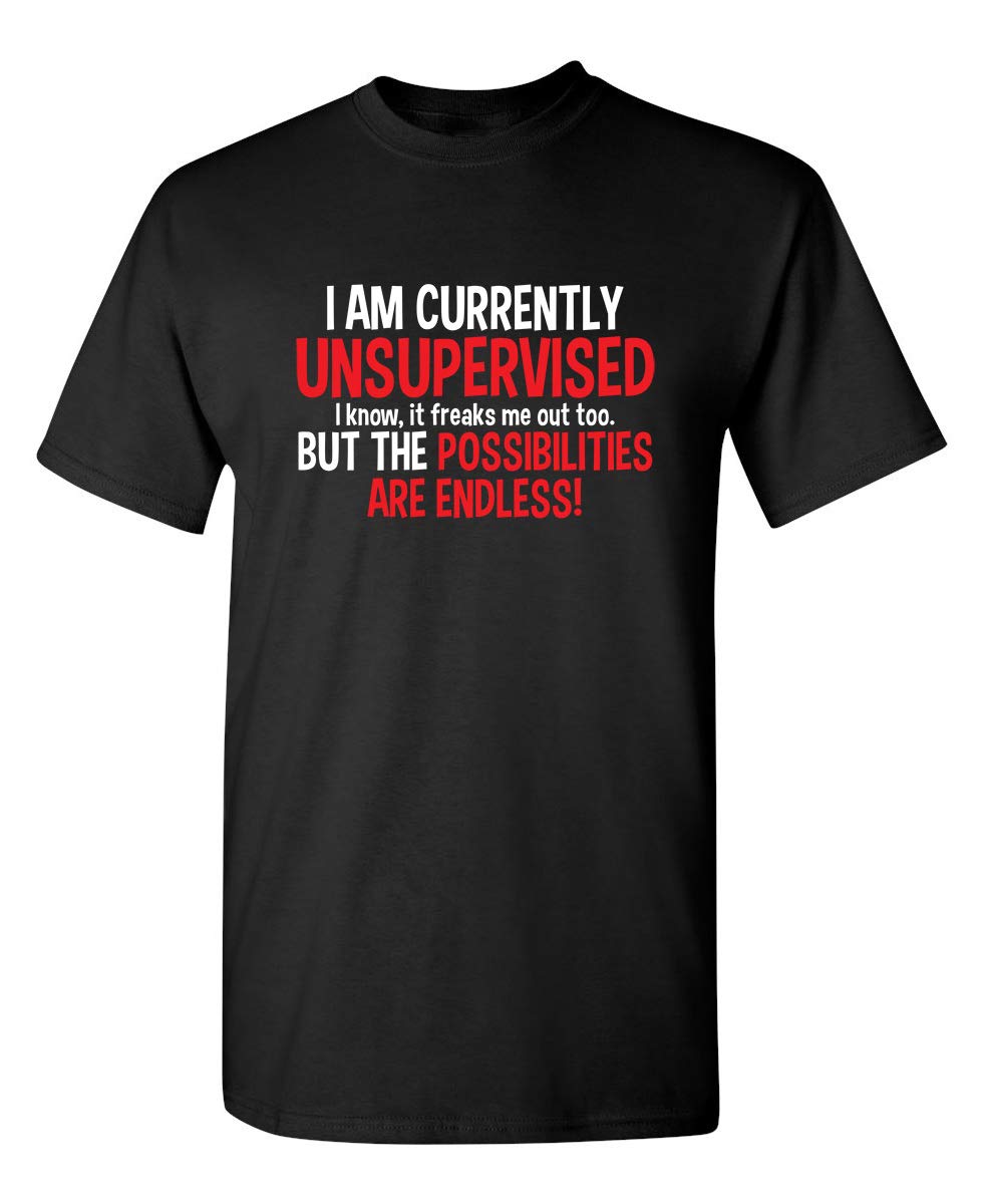 I'm Currently Unsupervised Novelty Graphic Sarcastic Humorous Mens Funny T Shirt