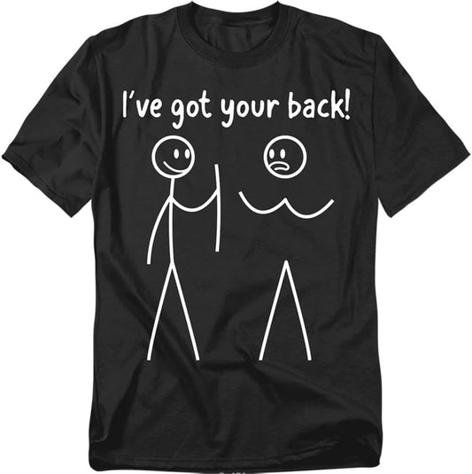 Popfunk I Got Your Back Stick Figure Funny Friendship Humor T-Shirt, Unisex