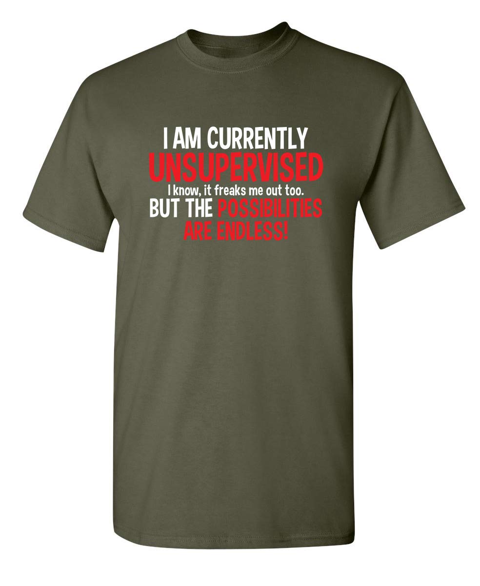 I'm Currently Unsupervised Novelty Graphic Sarcastic Humorous Mens Funny T Shirt