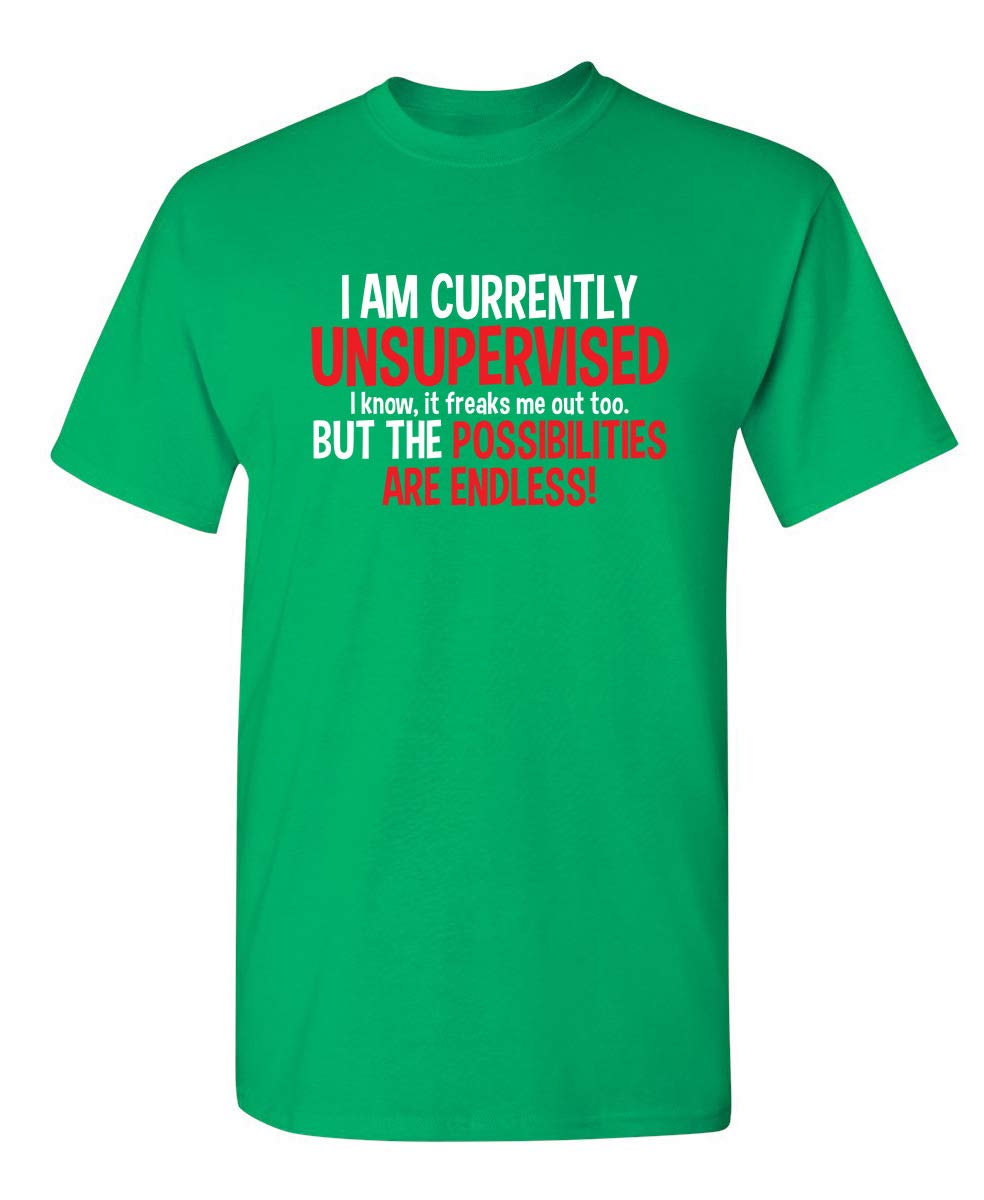 I'm Currently Unsupervised Novelty Graphic Sarcastic Humorous Mens Funny T Shirt