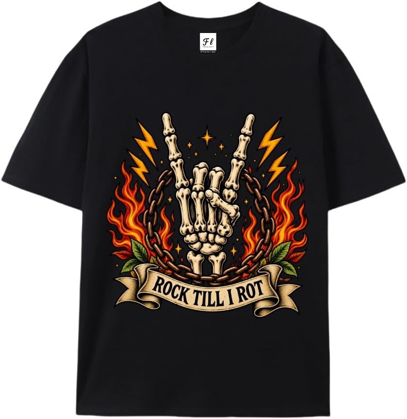 SWEETLEE Halloween Shirts for Men Fall Skull Graphic Cotton T-Shirt