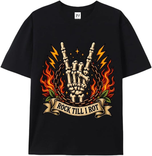 SWEETLEE Halloween Shirts for Men Fall Skull Graphic Cotton T-Shirt