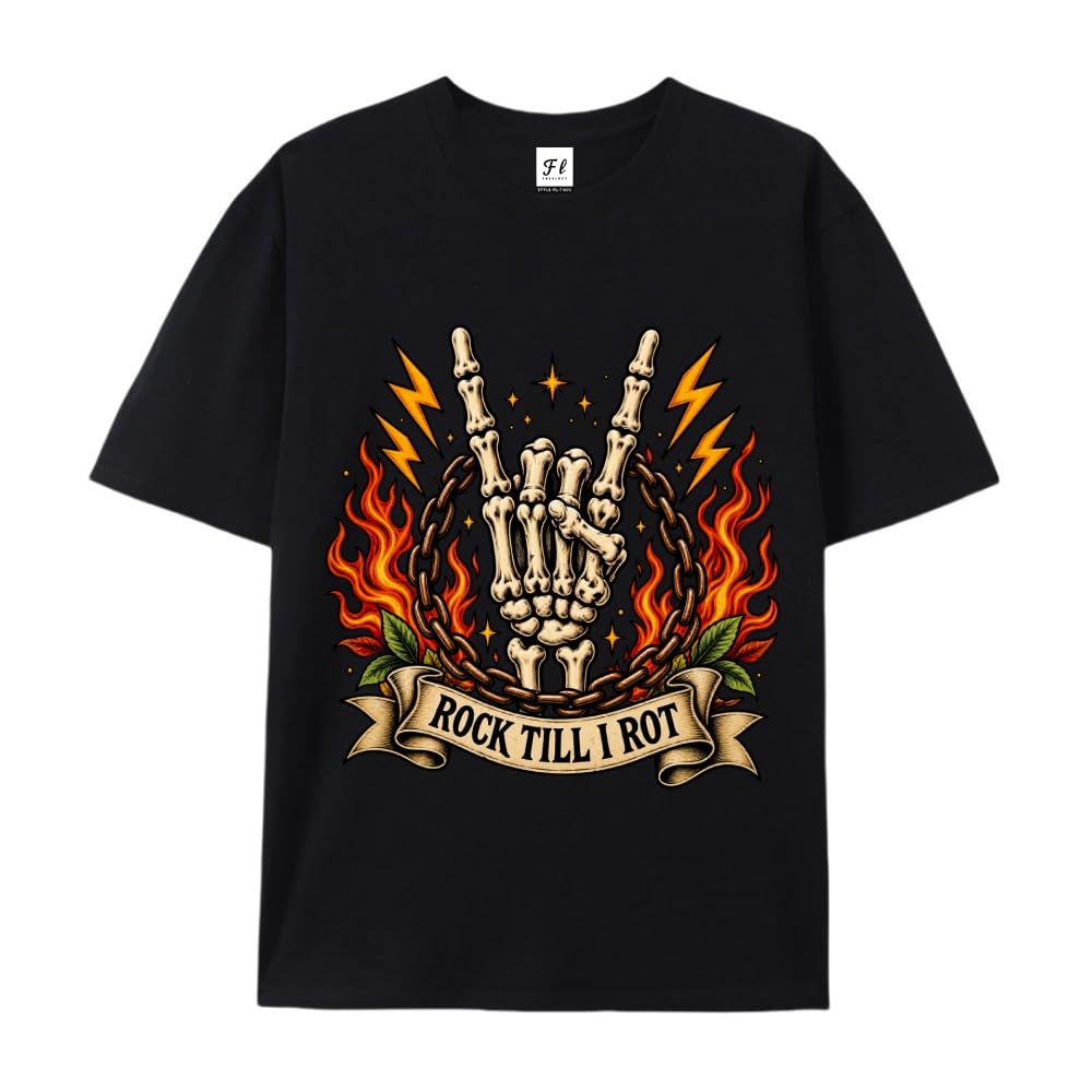 SWEETLEE Halloween Shirts for Men Fall Skull Graphic Cotton T-Shirt