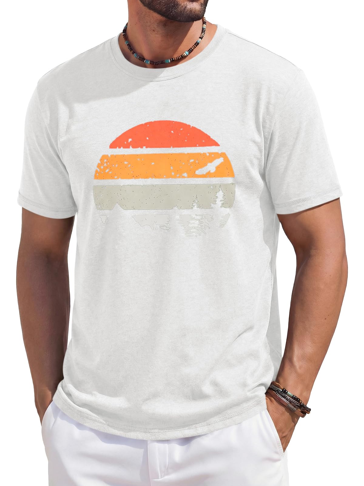 Runcati Mens Short Sleeve T-Shirts Casual Graphic Tees Summer Beach Tops