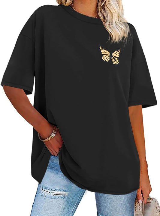 Womens Oversized Tshirt Graphic Tees Crew Neck Summer Short Sleeve Tops