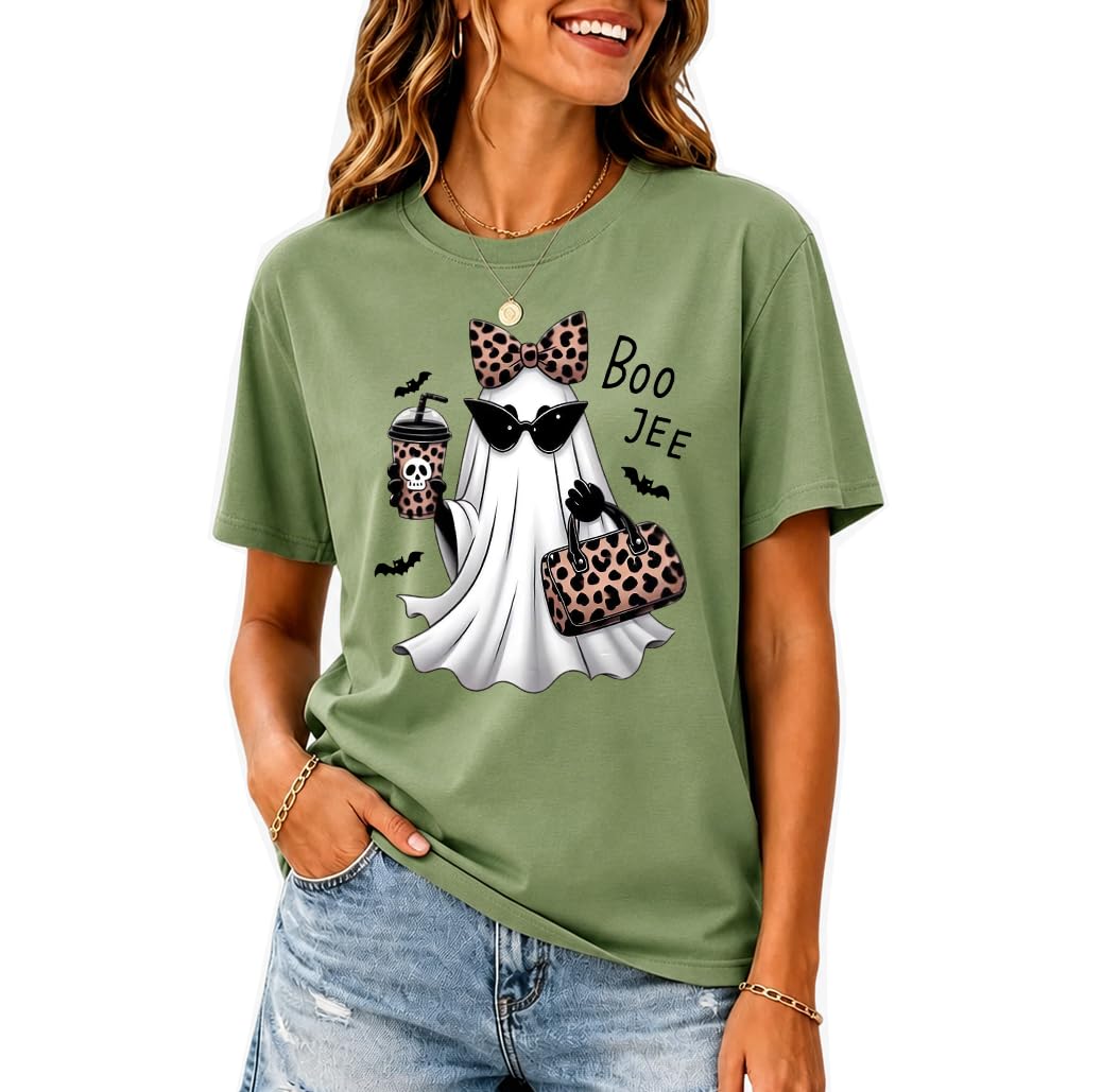 Halloween Boo JEE Ghost Shirt Cute Leopard Boo-JEE Ghost Coffee T-Shirt