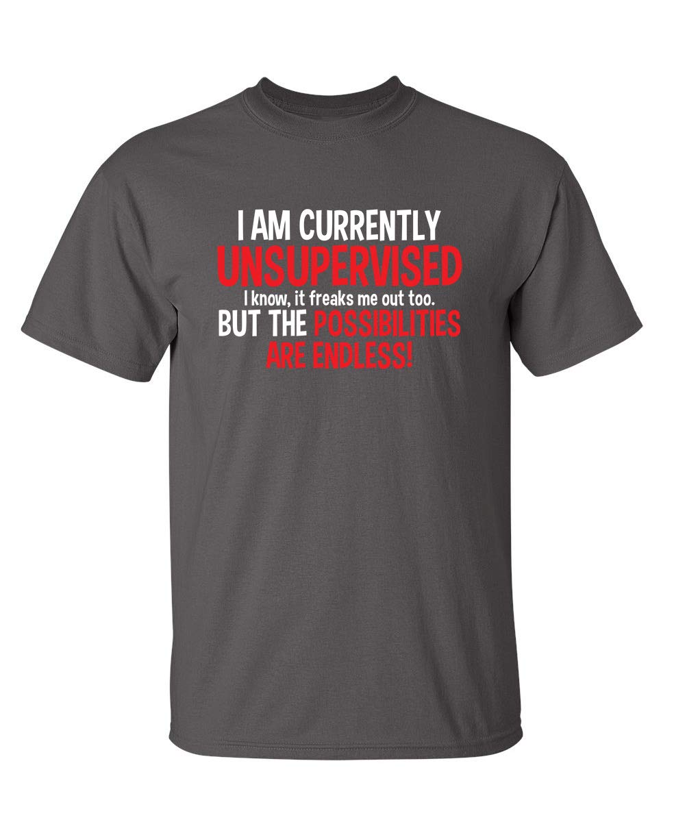 I'm Currently Unsupervised Novelty Graphic Sarcastic Humorous Mens Funny T Shirt