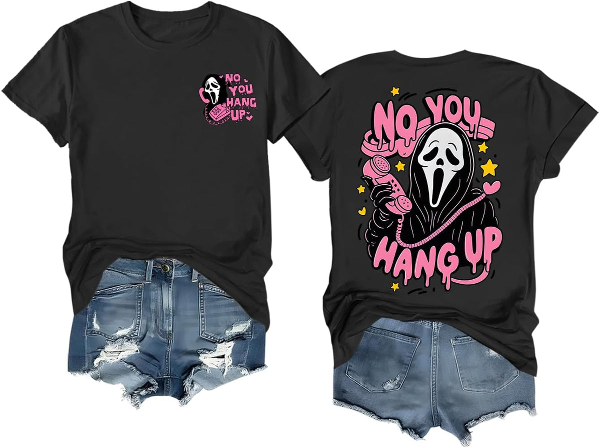 Halloween Ghost Graphic Shirt Women Pink Spooky Halloween T-Shirt