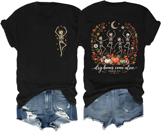 Dry Bones Come Alive Ezekiel 37 Christian Fall Skeleton Halloween T-Shirt