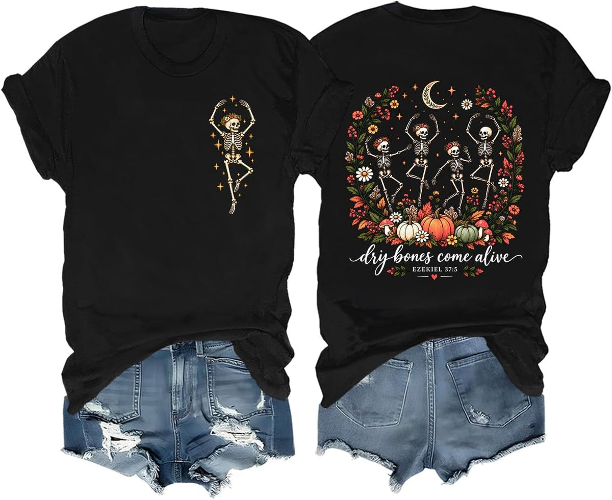 Dry Bones Come Alive Ezekiel 37 Christian Fall Skeleton Halloween T-Shirt
