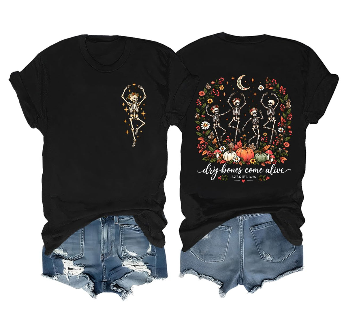Dry Bones Come Alive Ezekiel 37 Christian Fall Skeleton Halloween T-Shirt