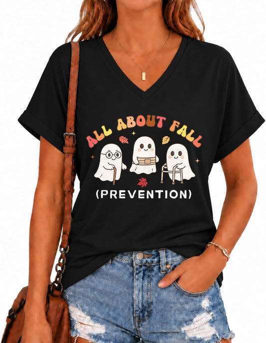 All About Fall Prevention Ghost Shirt Cute Halloween Nursing T-Shirt