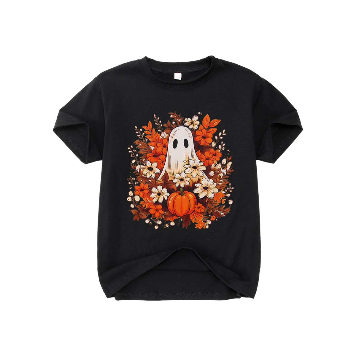 GLIGLITTR Girls Halloween Ghost T Shirt Pumpkin Floral Graphic Tee Tops