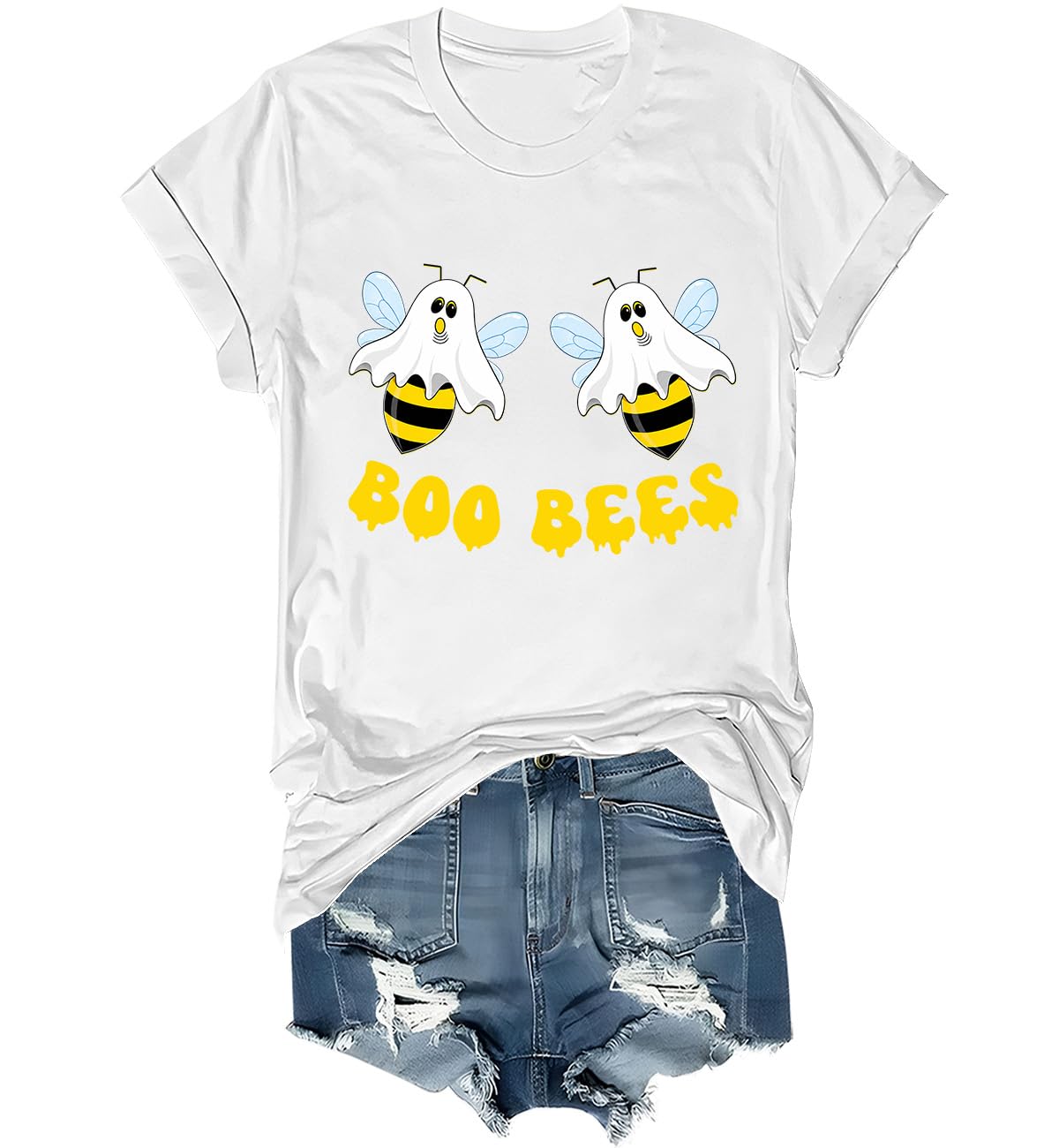 Boo Bees Halloween Shirt for Women Cute Ghost Bee Funny Halloween T Shirt