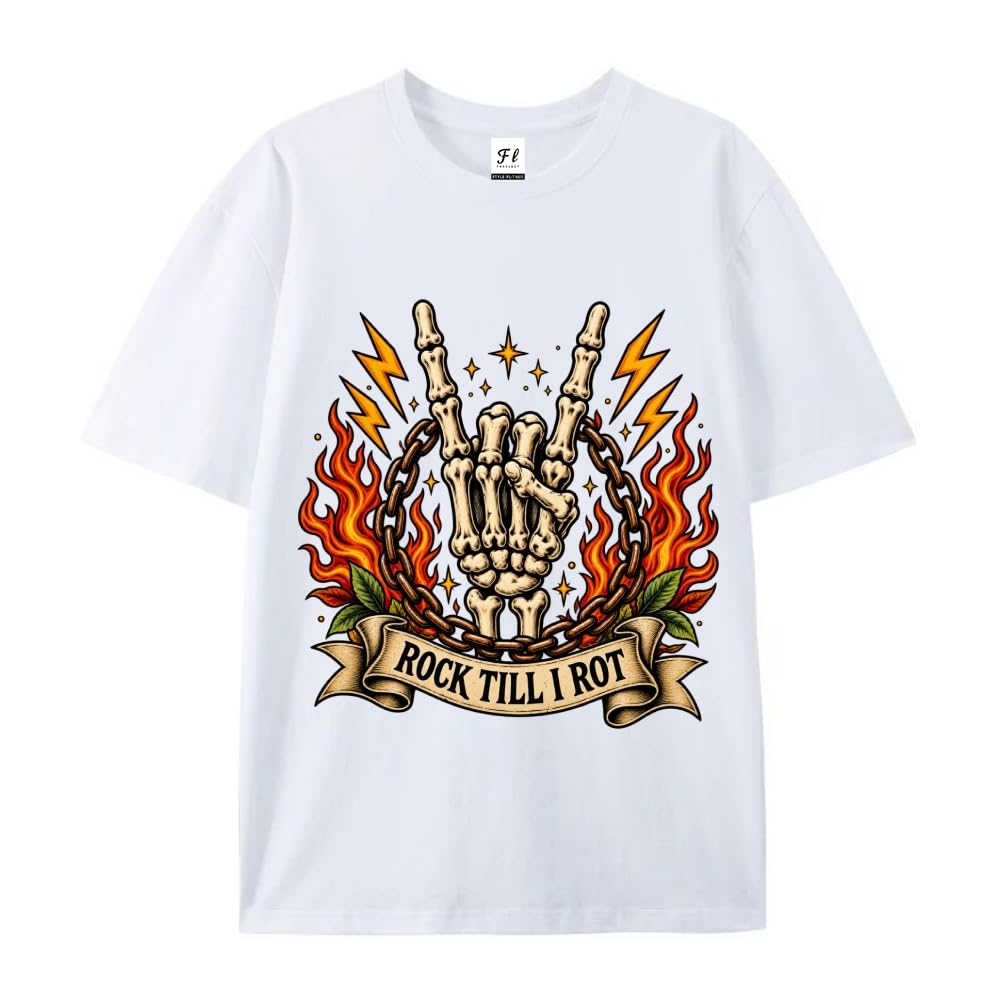 SWEETLEE Halloween Shirts for Men Fall Skull Graphic Cotton T-Shirt