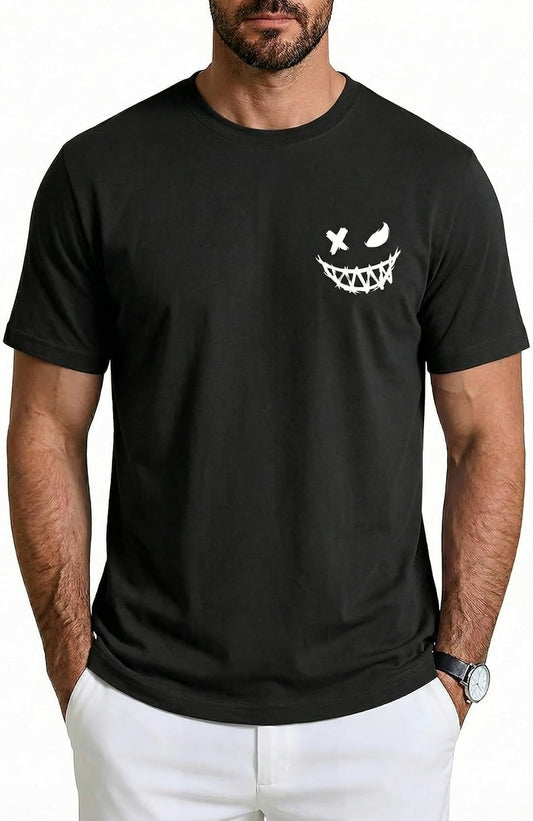Aiyino Mens Graphic Tee Minimal Smile Streetwear