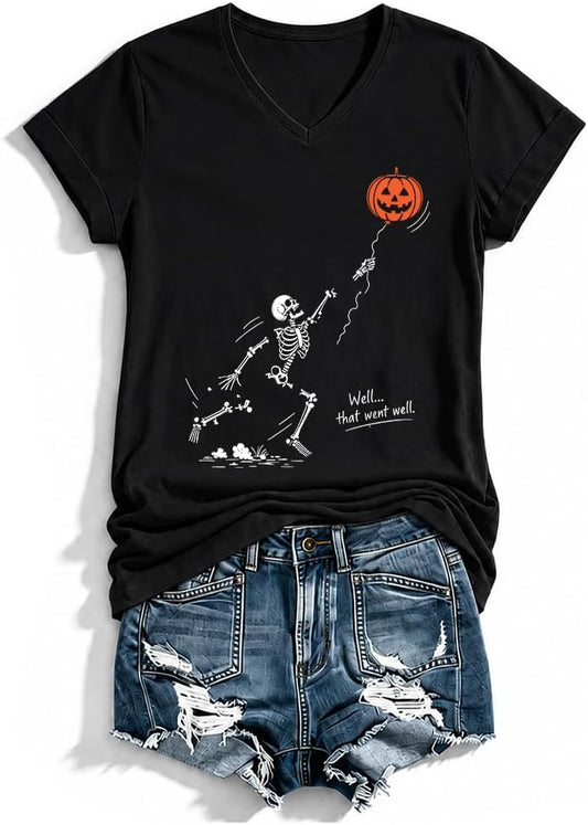 Well that Went Well Shirt Skeleton Lost Balloon Halloween T-Shirt
