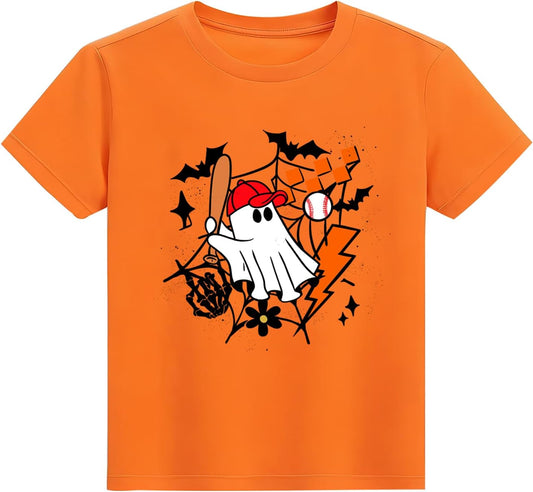 Toddler Halloween Shirt Boys Girls Ghost Tshirt Just Waiting Halloween Tee Tops Spooky Season Fall Clothes Ages 2-7