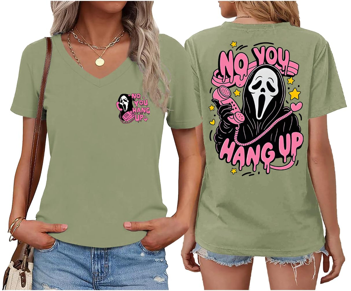 Halloween Ghost Graphic Shirt Women Pink Spooky Halloween T-Shirt