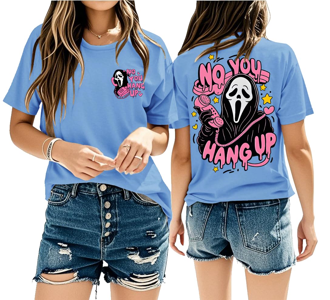 Halloween Ghost Graphic Shirt Women Pink Spooky Halloween T-Shirt