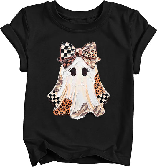 Halloween Shirts for Kids Boy Girl Bow Pumpkin Ghost Fall Tee Tops