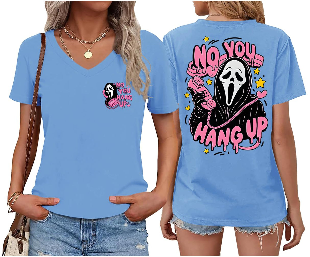 Halloween Ghost Graphic Shirt Women Pink Spooky Halloween T-Shirt