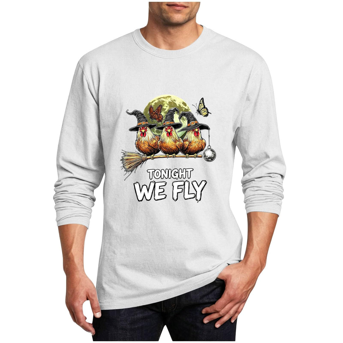 Tonight We Fly Funny Chicken Spooky Season Farm Halloween T-Shirt Unisex