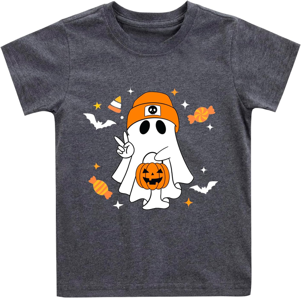 Halloween Shirts for Kids Toddler Pumpkin Face Ghost Skeleton Cotton Tshirt Clothes 2-7 Years