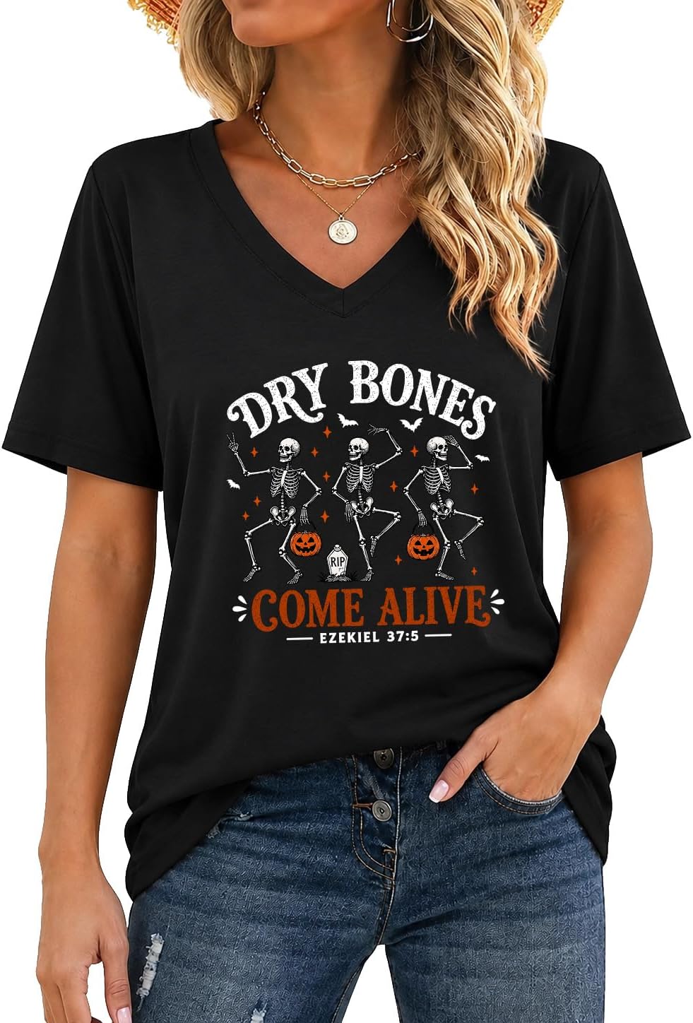 Dry Bones Come Alive Ezekiel 37 Christian Fall Skeleton Halloween T-Shirt