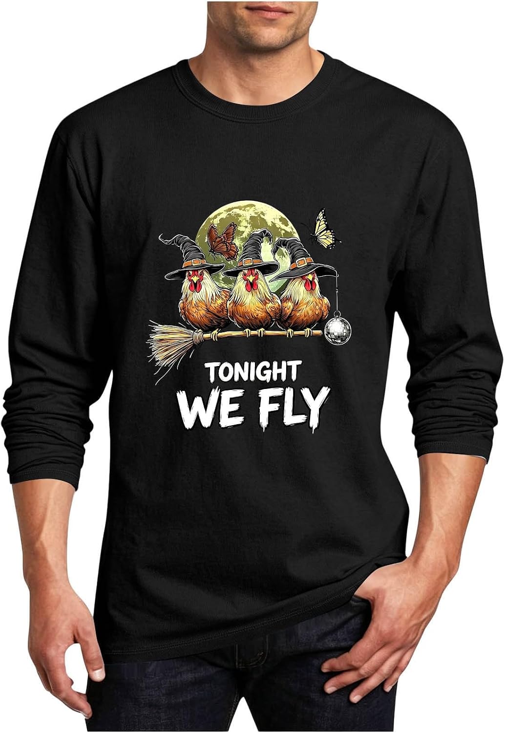 Tonight We Fly Funny Chicken Spooky Season Farm Halloween T-Shirt Unisex
