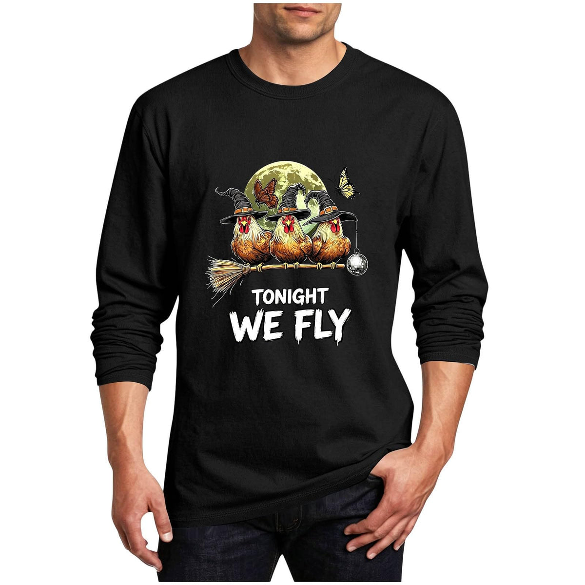 Tonight We Fly Funny Chicken Spooky Season Farm Halloween T-Shirt Unisex