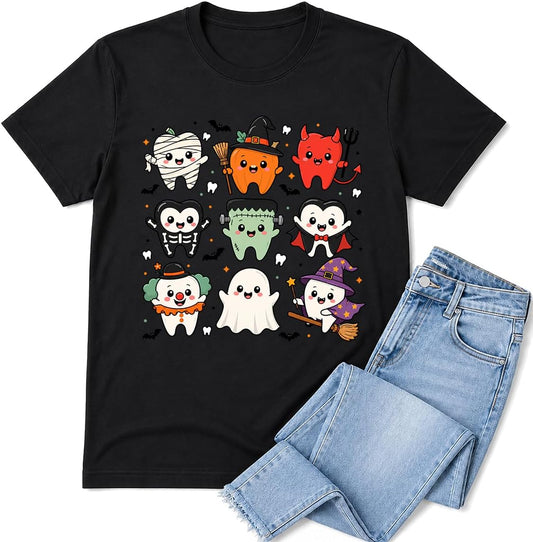 Dental Halloween Shirt Tooth Pumpkin Dental Hygienist Boo Season T-Shirt