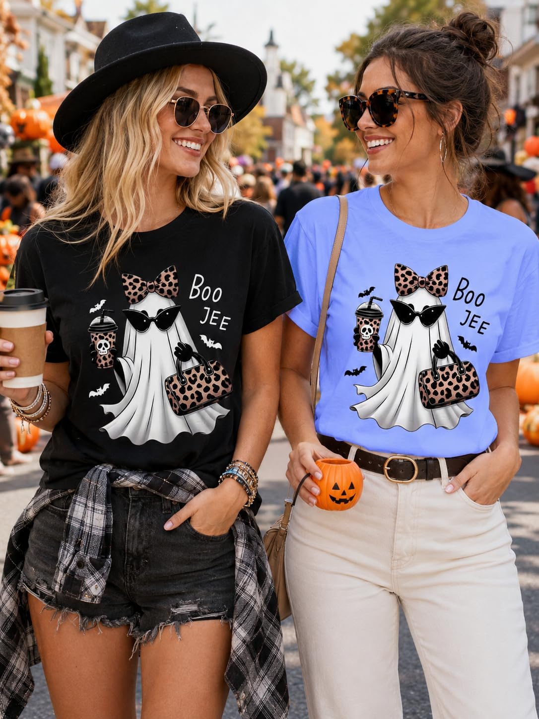 Halloween Boo JEE Ghost Shirt Cute Leopard Boo-JEE Ghost Coffee T-Shirt